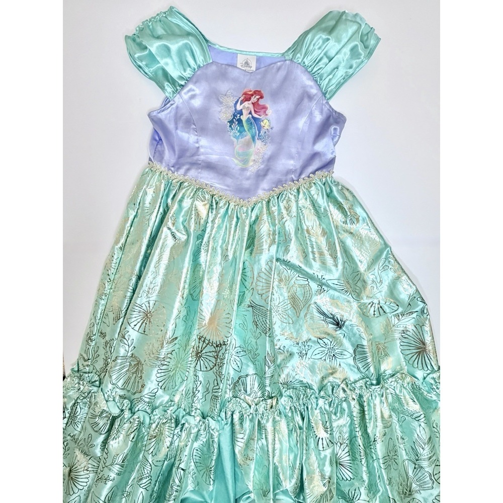 Disney Store Ariel Deluxe Nightgown for Girls, Green/Purple, Size 9/10